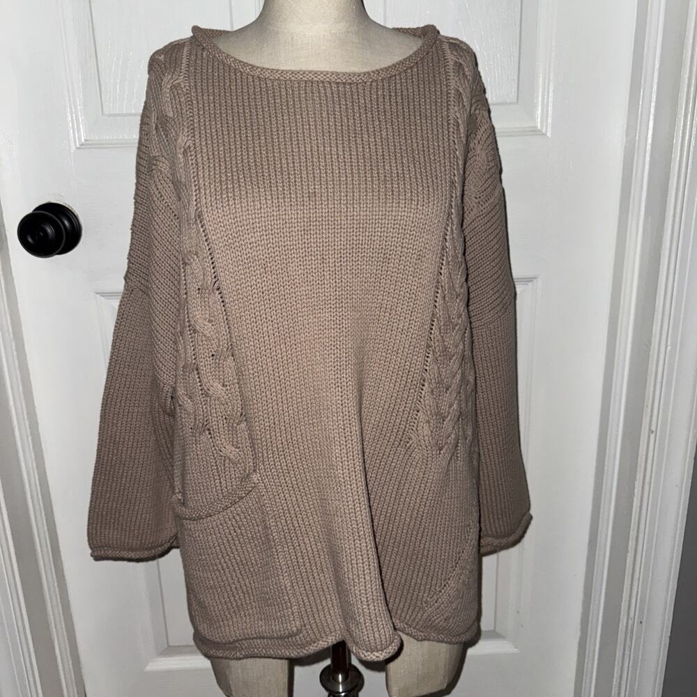 POETRY Women’s Cable Knit Sweater‎ US14 100% Cotton Tan